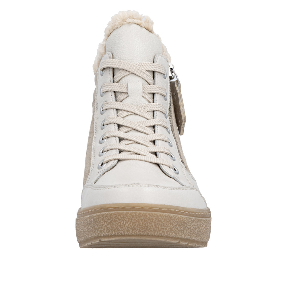 REMONTE Damen Stiefelette weiß beige D2T72-80 Leder mit TEX