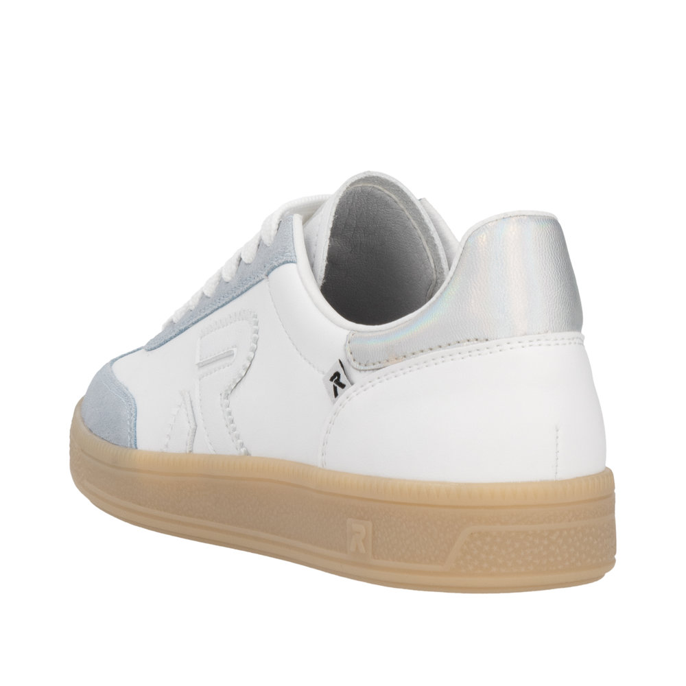 RIEKER Damen Retro Sneaker weiß hellblau W2200-84
